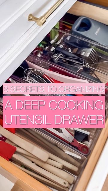 Deep Drawer Organization Kitchen, Deep Kitchen Drawer Organization, Kitchen Drawer Organization Utensils, Utensils Organization Ideas, Deep Drawer Organization, Cooking Utensil Organization, Utensil Drawer Organization, Utensil Drawer, Kitchen Organization Pantry