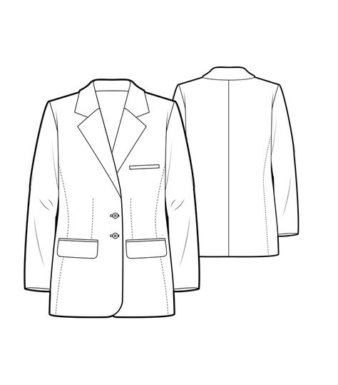 Blazer Technical Drawing, Blazer Template, Jacket Flat Sketch, Trent Coat, Jacket Drawing, Style Chart, Fashion Figure Drawing, Fashion Illustrations Techniques, Fashion Drawing Sketches