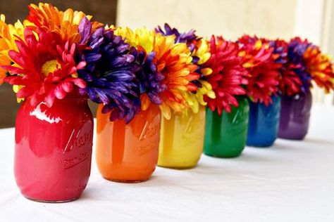 Mason Jar flower Arrangement Ideas #masonjars #flowerarrangements Mexican Birthday, Mixed Flowers, Fiesta Theme Party, Golden Eagles, Jar Centerpieces, Mexican Party Theme, Fiesta Theme, Boda Mexicana, Fiesta Birthday