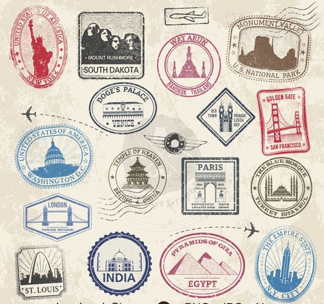 Travel Stamps, طوابع بريد, Travel Stamp, Passport Stamps, Cloud Strife, Funky Design, Morse Code, Clipart Design, Travel Tattoo