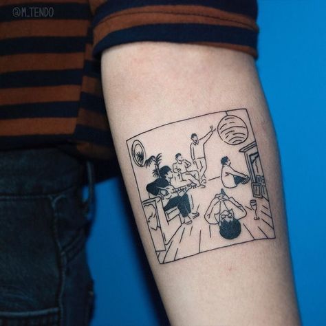 Oasis Tattoo Ideas, Beatles Inspired Tattoos, Oasis Tattoo, Framed Tattoo, Funky Tattoos, Handpoke Tattoo, 4 Tattoo, Inspiration Tattoo, Tattoos Geometric