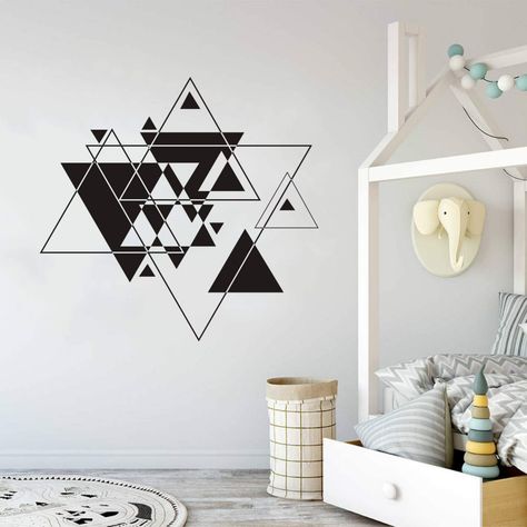 Wall Art Designs For Bedroom, Geometry Wall Design, Decal Wall Art Design, Room Wall Painting Bedrooms, Office Decor Mid Century Modern, Fashion Bedroom, Minimalist Mid Century, Minimalist Mid Century Modern, House Wall Design