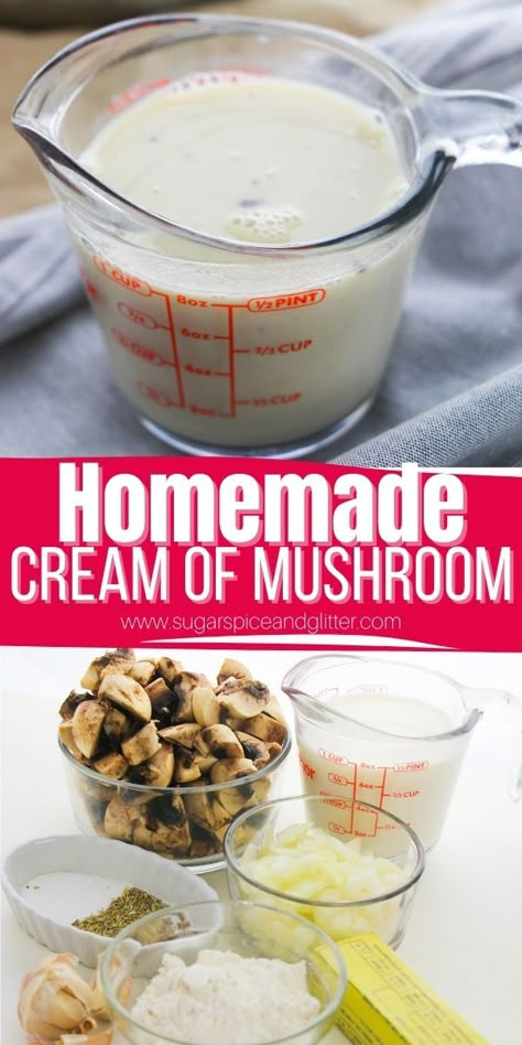 Skip the Can and Make this Homemade Cream of Mushroom Soup in less than 15 min! Easy Cream Of Mushroom Soup Recipes, Chanterelle Recipes, Homemade Mushroom Soup, Homemade Cream Of Mushroom Soup, Homemade Cream Of Mushroom, Gumbo Recipe Easy, Favorite Casserole Recipes, Cream Soup Recipes, Creamy Mushroom Soup