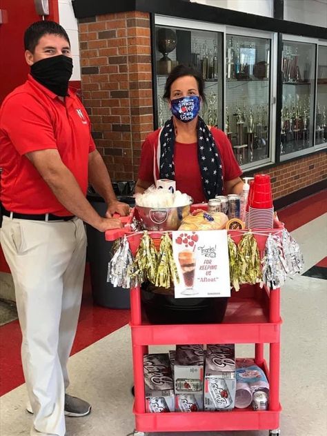 Snack Cart For Teachers, Treat Cart For Teachers, Woot Woot Wagon For Teachers, Sunshine Cart For Teachers, Woot Woot Wagon, Teacher Appreciation Cart, Teacher Snack Cart Ideas, Snack Cart Ideas For Work, Assisted Living Week