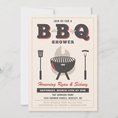 BBQ Baby Shower Invitation  Baby Q Invitations  Zazzle Baby Q Invitations, Bbq Baby Shower, Bbq Baby Shower Invitations, Baby Q Shower, Baby Shower Bbq, Baby Q, Party Shop, Wedding Pinterest, Baby Shower Invitation