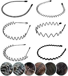 Elastic Wavy Spring Wave Hair Hoop, Multi-Style Black Non-slip Metal,Unisex Sport Fashion Hair Band Accessories for Women and Men(6 Pieces) : Amazon.co.uk: Beauty Mens Hair Band, Spring Headband, Black Wavy Hair, Sport Hair, 50 Hair, Headband Men, Hair Band Accessories, Metal Headbands, Black Headband