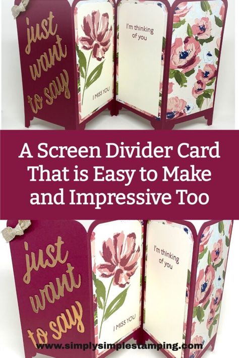 Screen Card Template, Screen Cards Tutorial, Slim Cards, Screen Divider, Screen Cards, Greeting Card Video, Accordion Cards, Fancy Fold Card Tutorials, Card Making Templates