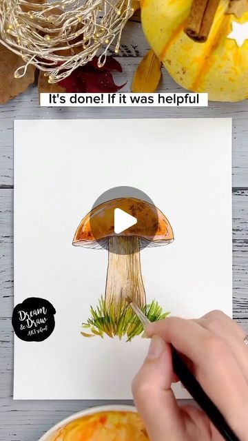 WATERCOLOR DAILY ⭐ online art gallery on Instagram: "Artist @dreamanddraw.school ✨ Let’s draw a mushroom🍄🧡☺️ More amazing art on @watercolor_daily  Do you want to show your art to the world? 🌏 DM us for promotion @watercolor_daily 💌  . . . . . #letsdrawmushroom #drawmushroom #howtodrawmushroom #drawingmushroom #mushroomdrawing #easyartutorial #beginnersdrawing  #watercolortutorial #watercolorvideos #watercolour #watercolor #watercolorsketching #artlesson #arttutorial #watercolortutorial #sketchtutorial #howtodraw #howtopaint #howtowatercolor" Watercolour Mushroom Tutorial, Watercolor Mushroom Tutorial, Mushroom Watercolor Paintings, Watercolour Mushroom, Draw A Mushroom, Mushroom Watercolor, Dream Drawing, Mushroom Drawing, Watercolor Ideas