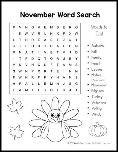 This free November Word Search Printable for Kids is perfect for a class party, Thanksgiving party, or fall party. This free instant download word search puzzle features November terms and some coloring areas. | Real Life at Home November Word Search, Thanksgiving Activity Sheets, Thanksgiving Puzzle, Free Thanksgiving Coloring Pages, Thanksgiving Coloring Sheets, Free Word Search Puzzles, Thanksgiving Word Search, Free Printable Puzzles, Thanksgiving Games For Kids