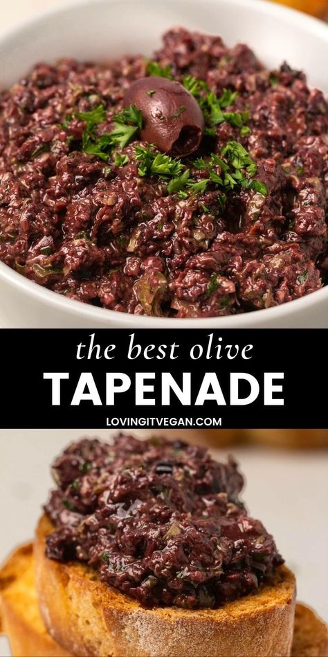 Salty, garlicky and insanely delicious olive tapenade. This simple recipe is made with kalamata olives and is packed with flavor. A total delight to your tastebuds! Olive Topinad, Kalamata Olive Tapenade, Olive Tempanade Appetizer, Tapenade Recipe Olive, Olive Tepanade Recipe, Kalamata Olive Recipes, Olive Spread Recipe, Olive Dip Recipe, Olives Recipes