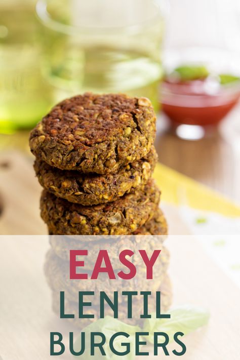 Recipe: Easy Lentil Burgers Metabolism Booster Foods, Lentil Burger Recipe, Vege Burgers, Lentil Burger, Lentil Recipes Easy, Easy Burger Recipe, Lentil Burgers, Eat Less, Burger Recipe