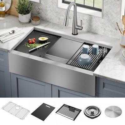 Kitchen Sink Undermount, Sink Undermount, Stainless Steel Farmhouse Sink, Front Kitchen, Apron Front Kitchen Sink, Drainboard Sink, Farmhouse Apron, Apron Sink, Farmhouse Aprons