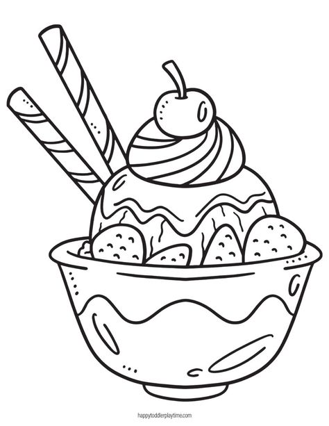 Ice Cream Colouring Pages for Kids - Happy Toddler Playtime Coloring Ice Cream, Colouring Pictures For Kids, Food Colouring Pages, Ice Cream Drawing For Kids, Coloring Pages Ice Cream, Ice Cream Outline, Colouring Sheets For Kids, Kids Colouring Printables, Ice Cream Drawing