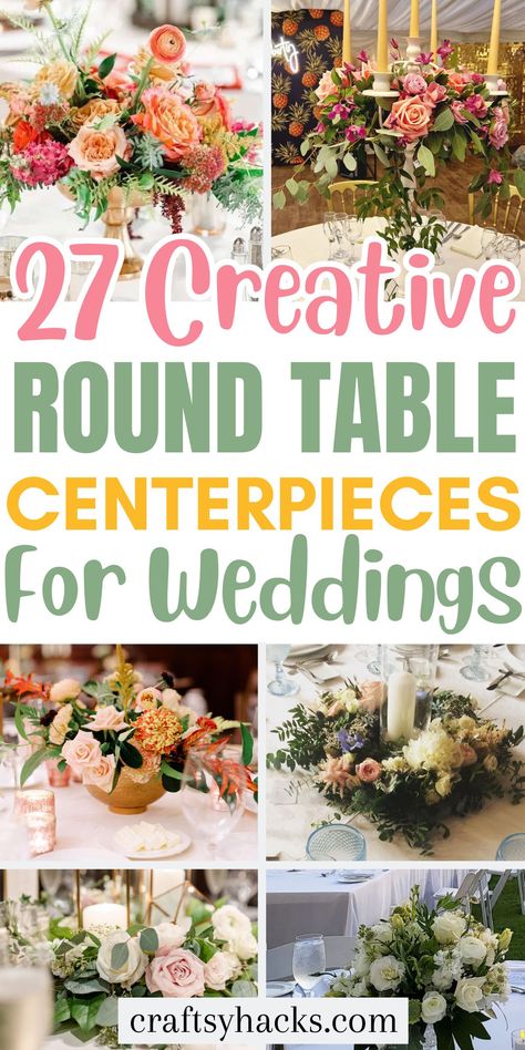 Transform your wedding reception with these stunning round table wedding centerpieces, perfect for adding a touch of elegance to your big day. Discover inspiring wedding table ideas to elevate your wedding planning and create unforgettable memories for your guests. Wedding Table Decorations With Greenery, Vintage Bridal Shower Centerpieces, Wedding Decor Tables Ideas, No Floral Centerpieces Wedding Ideas, June Wedding Centerpieces Reception Ideas, Gold Bowl Centerpiece Wedding, Elegant Wedding Reception Round Tables, Fresh Floral Centerpieces, Wedding Table Decorations For Round Tables