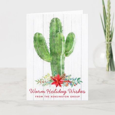 $3.97 | Rustic Watercolor Cactus Corporate Holiday #christmas, xmas, holiday, desert christmas, southwestern holiday, cactus christmas, arizona california new mexico utah, white wood, corporate holiday business, office Cactus Greeting Cards, Holiday Deserts Christmas, Cactus Wood, White Wood Background, Cactus Christmas, Holiday Cactus, Corporate Holiday Cards, Unique Holiday Cards, Rustic Watercolor