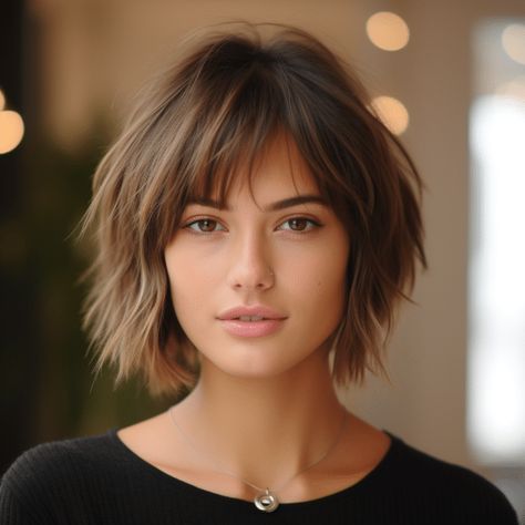 Fringe Bob Haircut, Choppy Bob Hairstyles, Chin Length Hair, Messy Short Hair, Edgy Short Hair, Fringe Hairstyles, Trendy Hair, Facial Features, Long Wavy Hair