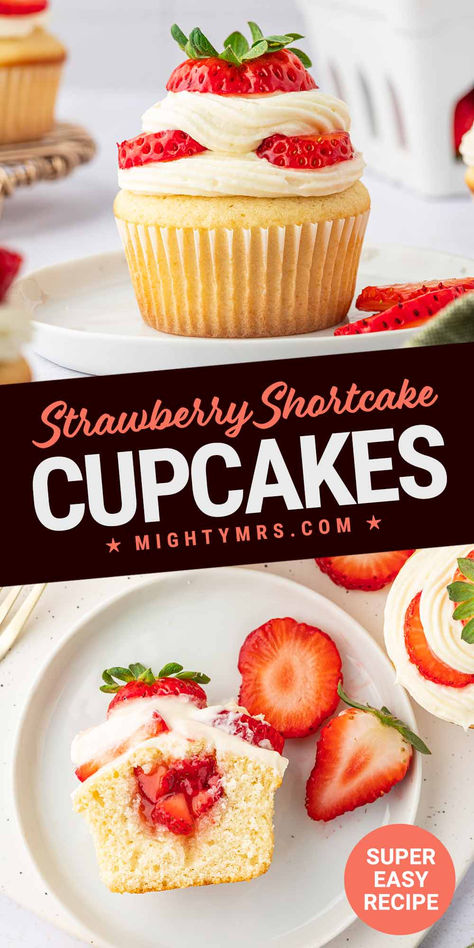 Strawberry Buttermilk Cupcakes Strawberry Shortcake Cupcakes, Shortcake Cupcakes, Strawberry Shortcake Cupcake, Strawberry Shortcake Recipe, Strawberry Shortcake Recipes, Shortcake Recipe, Cake Strawberry, 12 Cupcakes, Savory Cakes