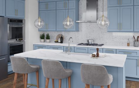 Xterra Blue Shaker – Framed RTA Kitchen Cabinets – Great Buy Cabinets Blue Shaker Kitchen Cabinets, Turquoise Kitchen Cabinets, Light Blue Kitchen, Blue Shaker Cabinets, Blue Shaker Kitchen, Shaker Style Kitchen Cabinets, Light Blue Kitchens, Kitchen Cabinet Kings, Kitchen Design Gallery