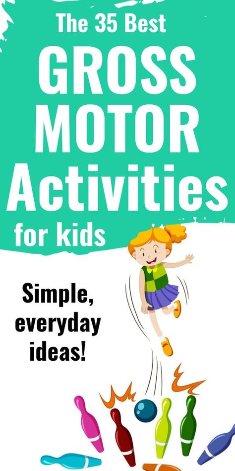 This is a list of 35 of the absolute best gross motor activities for kids in preschool and kindergarten. Build gross motor skills with these simple physical activities for preschoolers. Fun indoor and outdoor gross motor activities for preschoolers; gross motor activities for toddlers; gross motor skills activities; gross motor skills for preschoolers; gross motor games; gross motor ideas. Preschool Gross Motor Activities Indoor, Gross Motor Skills For Preschoolers, Outdoor Gross Motor Activities, Motor Skills For Preschoolers, Gross Motor Skills Activities, Gross Motor Activities For Preschoolers, Toddler Gross Motor Activities, Gross Motor Activities For Kids, Gross Motor Activities For Toddlers