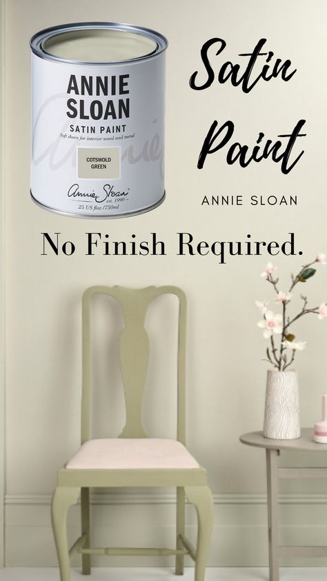 Annie Sloan Satin Paint is the paint you need for interior wood and metal. This hard-wearing, soft-sheen Satin Paint differs from Annie Sloan Chalk Paint™ in that there is no need to apply Wax or Lacquer to protect and finish after painting. Click to have a look at Annie Sloan's Original Chalk Paint­™ and her newest Satin Paint. Annie Sloan Satin Paint, Annie Sloan Original White, Annie Sloan Furniture, Diy Workshop, Green Satin, Green Paint, Annie Sloan, Interior Paint, Design Solutions