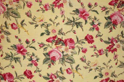 Yellow Floral Fabric, French Floral Fabric, Rose Flower Design, 1930's Style, Pink Rose Flower, French Fabric, French Floral, Antique Quilt, Yellow Tones