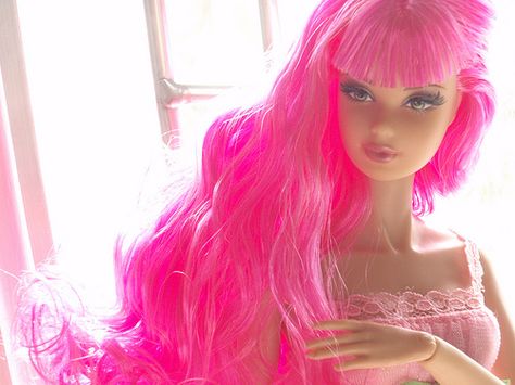 Pink Hair Barbie, Barbie Pink Hair, Barbie Doll, Pink Hair, Dyed Hair, We Heart It, Lost, Hair, Pink