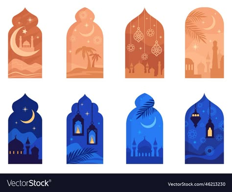 Arabian Night Illustration, Middle East Illustration, Arabian Nights Illustration, Arabian Illustration, Ramadan Packaging, Morocco Illustration, Islamic Window, Mosque Pattern, Ramadhan Design