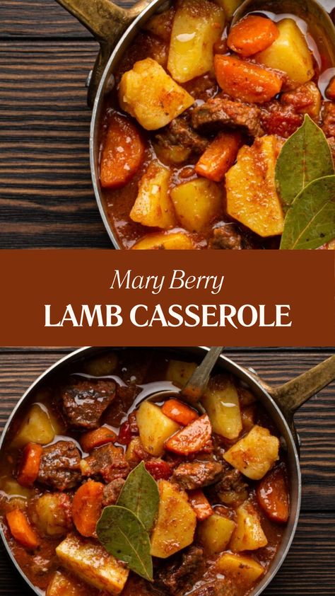 Mary Berry Lamb Casserole Mary Berry Recipes Dinners, Diced Lamb Recipes, Lamb Casserole Recipes, Red Wine Chicken, Lamb Sausage, Lamb Casserole, Chestnut Mushrooms, Lamb Stew Recipes, Wine Chicken