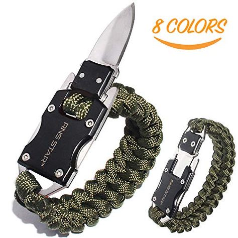 RNS STAR Paracord Knife Bracelet Paraclaw Knife Bracelet Survival Cord Bracelets Multitool Survival Gear Tactical EDC Bracelet Camping Paracord Bracelet for Men Gift (Green_Regular). For product & price info go to:  https://all4hiking.com/products/rns-star-paracord-knife-bracelet-paraclaw-knife-bracelet-survival-cord-bracelets-multitool-survival-gear-tactical-edc-bracelet-camping-paracord-bracelet-for-men-gift-green_regular/ Edc Bracelets, Knife Bracelet, Jungle Survival, Paracord Knife, Mens Camping, Survival Quotes, Bear Grylls, Paracord Survival, Survival Bracelet