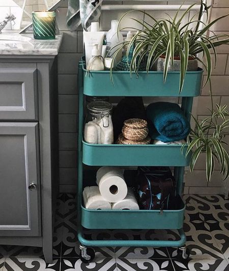 rolling bathroom storage Small Bathroom Shelf Ideas, Small Bathroom Shelf, Bathroom Shelf Ideas, Small Bathroom Shelves, Diy Bathroom Storage Ideas, Shelf Decor Bedroom, Primitive Bathrooms, Diy Bathroom Storage, Bathroom Organization Diy