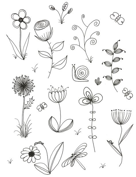 My original art, inspired by many.  Doodle, flower, line drawing, tattoo, garden, plants Line Drawing Tattoos, Arte Doodle, Flower Line Drawings, Drawing Eyes, Floral Doodle, Doodle Tattoo, Doodle Inspiration, Flower Sketches, Plant Drawing