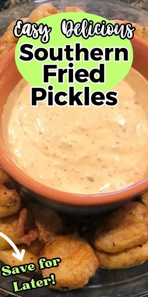 ” Southern-style fried pickles seasoned to perfection! Paired with a sweet and tangy dipping sauce”Visual learner? Watch me make these Southern-style fried pickles from start to finish! Dip For Fried Pickles, Fried Pickle Dipping Sauce Recipe, Fried Pickle Sauce, Fried Pickle Dipping Sauce, Easy Deep Fried Pickles, Easy Fried Pickles, Deep Fried Pickles, Easy Pickling Recipes, Fried Pickles Recipe