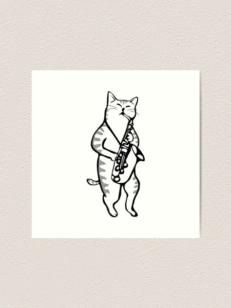 This art print features an adorable cat playing the saxophone with a heart-shaped musical note. Perfect for cat lovers and musicians alike. 🖼️ #Cute #Contemporary #Funny #LowPoly #OfficeDecor #Musical #Music #Whimsical #DormRoomDecor #ArtPrint Cat Playing Saxophone, Saxophone Art, Instruments Art, Color Harmony, Aircraft Pictures, Cat Playing, Buy A Cat, Cotton Paper, Cat Love