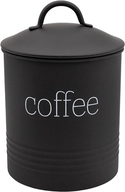 AuldHome Enamelware Black Coffee Canister; Modern Farmhouse Style Coffee Storage for Kitchen Rustic Kitchen Storage, Coffee Storage Containers, Retro Decor Style, Storage For Kitchen, Coffee Storage, Countertop Storage, Coffee Canister, Tea Storage, Tea Canisters