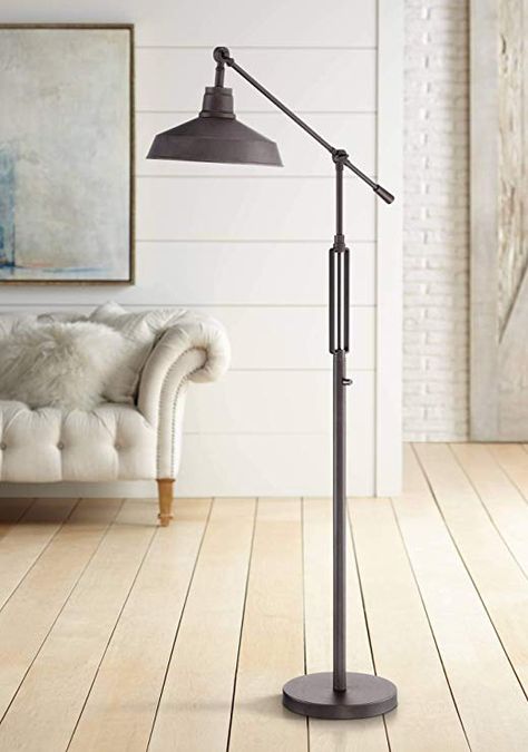 Turnbuckle Industrial Downbridge Floor Lamp LED Oil Rubbed Bronze Adjustable Metal Shade for Living Room Reading Bedroom - Franklin Iron Works - - Amazon.com Floor Reading Lamps Living Room, Modern Farmhouse Floor Lamp, Floor Reading Lamp, Farmhouse Floor Lamps Living Room, Farmhouse Floor Lamp, Industrial Style Floor Lamp, Cabin Lamps, Farmhouse Floor Lamps, Rustic Floor Lamps