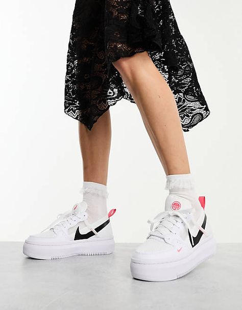 Nike Court Vision Alta sneakers in white & black | ASOS Nike Court Vision Alta, Mountain Wear, Nike Court Vision, Nike Shoe, Court Vision, Nike Brand, Nike Training, Performance Leggings, Profile Design