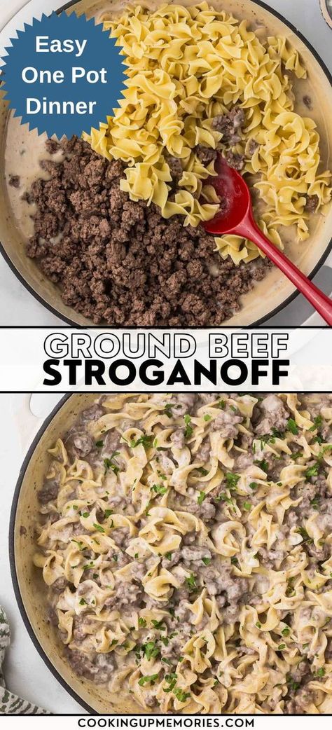 This Ground Beef Stroganoff is budget-friendly, family-friendly and is the definition of comfort food. Ready in just 30 minutes. Easy Meal Ideas With Ground Beef, Healthy Recipes For Ground Beef, 30 Min Ground Beef Meals, 2lb Ground Beef Recipes, Easy Ground Beef Dinner Recipes Healthy, Beef Stroganoff Crockpot Ground Beef, Easy Summer Dinners Ground Beef, Quick Beef Stroganoff, Ground Beef Beef Stroganoff