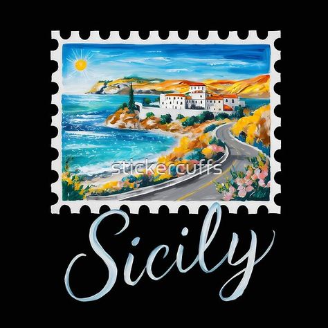 "Discover Sicily: Vintage Italian Travel Poster"- Sicily Italy Travel  by stickercuffs | Redbubble Sicily Trip, Mediterranean Culture, Italian Travel, Italy Sicily, Mount Etna, Best Travel Gifts, Back To School Art, Vintage Travel Poster, Sicily Italy