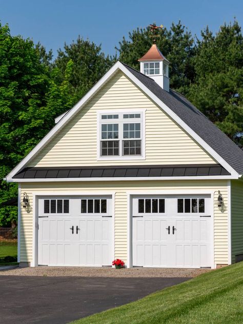 24_x_28_newport_garage_6273_ellington_ct-of3a9824 Vinyl Soffit, Barn Style Garage, Storage Barn, Cedar Door, Garage Plans With Loft, Country Property, Garage Workshop Plans, Gambrel Style, Timber Stair