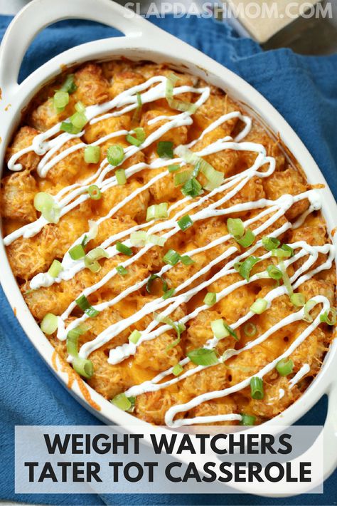 Healthy Tater Tot Casserole No Canned Soup, Ww Recipes Vegetarian, Low Carb Tater Tot Casserole, Easy Ww Casserole Recipes, Tater Tot Casserole Healthy, Ww Tater Tot Casserole, Healthier Tater Tot Casserole, Weight Watcher Easy Dinner, Healthy Ww Recipes