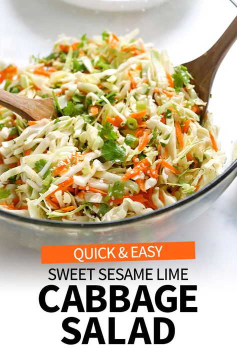 Cabbage Salad Recipes, Lime Dressing, Coleslaw Recipe, Cabbage Salad, Cabbage Recipes, Salad Dressing Recipes, Veggie Dishes, Healthy Salad Recipes, Healthy Salads