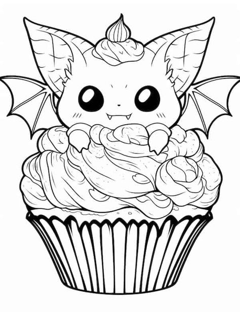 Cute Halloween Coloring Pages, Bat Coloring Pages, Cupcake Coloring Pages, Free Halloween Coloring Pages, Our Mindful Life, Halloween Coloring Sheets, Coloring Pages For Grown Ups, Witch Coloring Pages, Food Coloring Pages