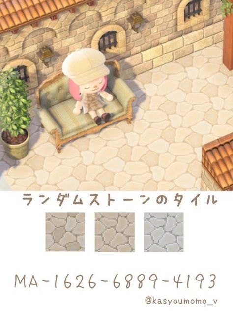 Acnh Stone Tile Path, Animal Crossing Design Codes Ground, Ground Design Animal Crossing, Acnh Terracotta Path Border, Acnh Tile Codes, Acnh Stone Code, Acnh Stone Tile, Acnh Ground Codes, Animal Crossing New Horizon Motif Sol