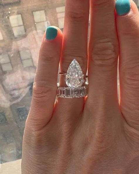 Diamond Engagement Ring, Eternity Band, Custom on Instagram: "UNDER $140,000 for our GINORMOUS 5.7 carat G VS2 GIA certified pear shape BEAUTY😍😍😍! 16.2x9.6mm measurements…message to purchase!" Pear Diamond Rings, Pear Engagement Ring, Pear Diamond, Eternity Band, Eternity Bands, Pear Shape, Diamond Engagement Ring, Future Wedding, Pear Shaped