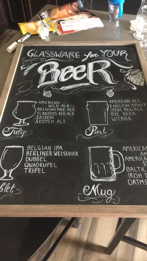 Beer Board Chalkboard, Beer Design Ideas, Beer Chalkboard Art, Chalkboard Beer, Chalkboard Art Wedding, Chalkboard Restaurant, Bubbles And Brews, Beer Menu, Chalkboard Lettering