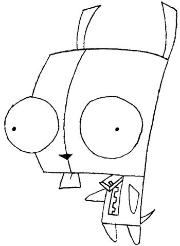 Invader Zim Drawing Easy, Invader Zim Painting, Weird Drawings Easy, Gir From Invader Zim, Easy Cartoon Characters, Nirvana Album, Invader Zim Characters, Draw Step By Step, Weird Drawings