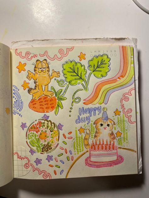 color full sketch Crayon Doodles Drawings, Sketch Book Colorful, Kawaii Sketchbook Ideas, Simple Colorful Drawings, Doodles Markers, Colorful Sketchbook Ideas, Colorful Sketchbook Pages, Sketchbook Intro Page Ideas, Sketch Book Cottagecore