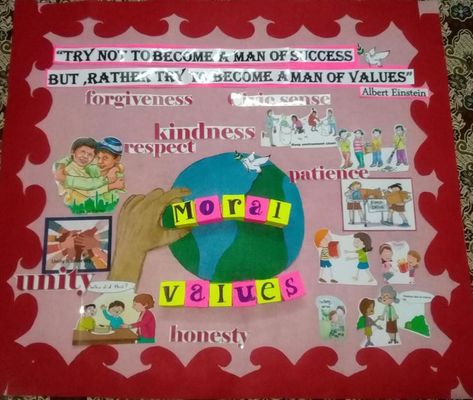 Moral Values Poster, Values Poster, Poster Drawing Ideas, School Board Decoration, Values Education, School Displays, Moral Values, Poster Drawing, Board Decoration