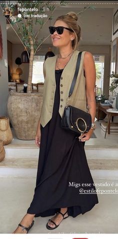 Waistcoat And Dress Outfit, 70 Degree Teacher Outfit, Green Linen Vest Outfit, Elegant Denim Shorts Outfit, Summer 2014 Outfits, Greek Street Style, Beachy Business Casual, Recital Outfits Guest, Over 40 Fashion 2024