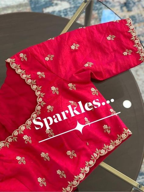 Simple Blouse Works For Pattu Sarees, Blawos Design New, Blouse Embroidery Designs Simple, Simple Maggam Work Blouse Designs Simple, Red Blouse Maggam Work Designs, Simple Maggam Designs, Simple Maggam Work Designs For Blouses, Simple Maggam Works, Simple Embroidery Designs For Blouse